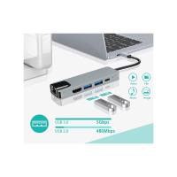 DAYTONA Fc55 5ın1 Hub Type-C To 2*Usb 3.0 Hdmı Gigabit Ethernet Rj45 Pd Çevirici Hub - 1